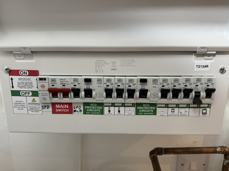New consumer unit with RCD protection and surge protection
