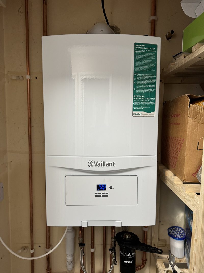 Vaillant boiler installed in a utility space